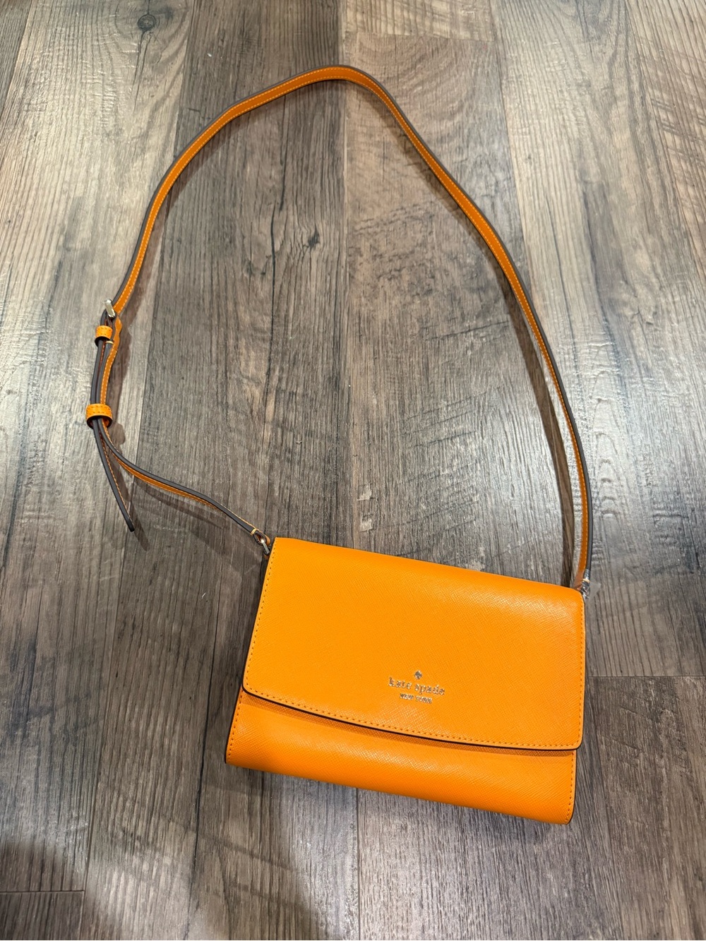 Kate Spade Perry Leather Crossbody Wallet Bag Turmeric Root Orange NWOT